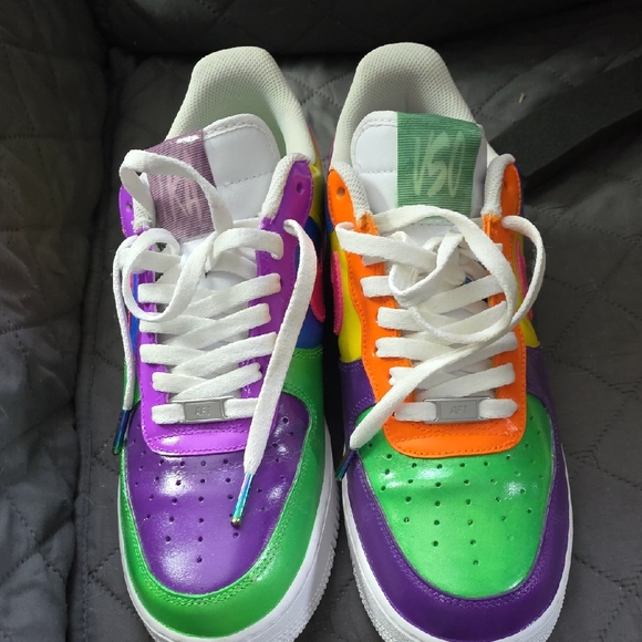 Nike AF1 Size 10.5 Multicolor Casual Sneakers - Bright Purple Green Orange